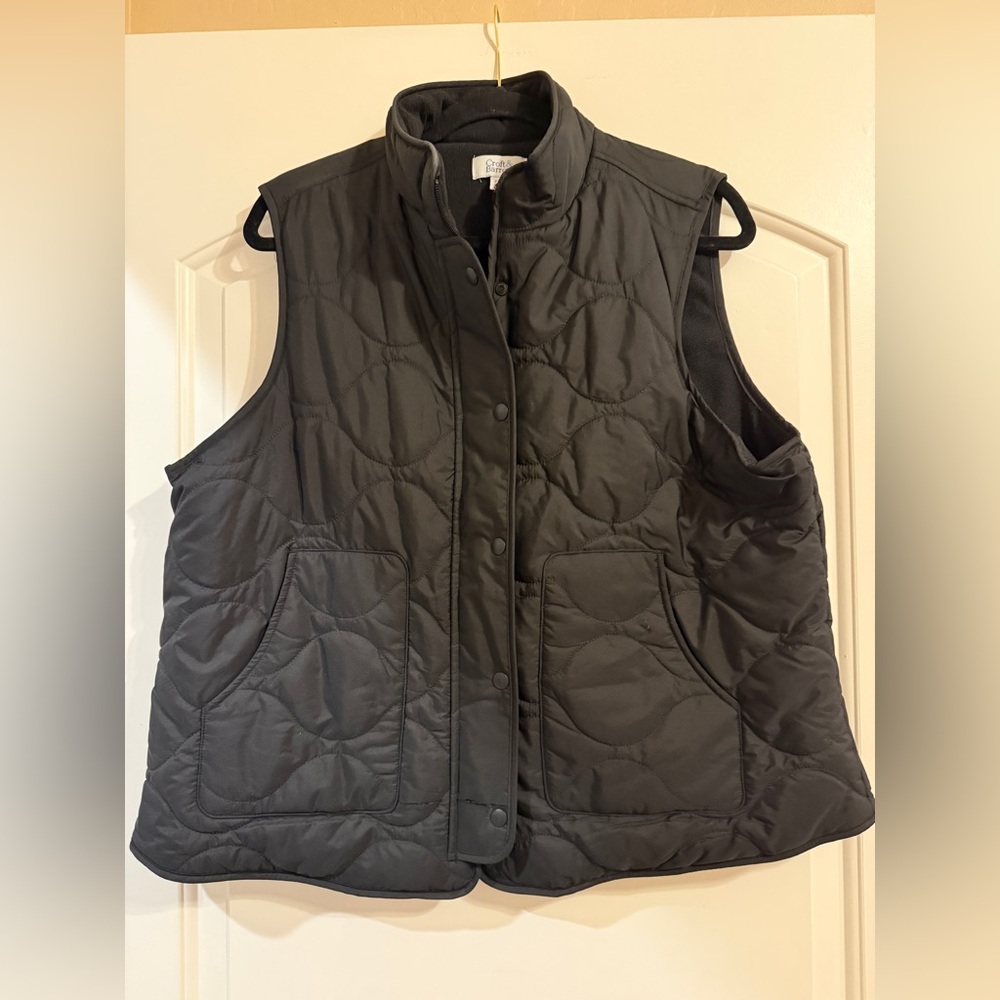 croft & barrow Black Quilted Snap-Front Vest